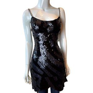 NWT Akira Black Label Women Sequin Beaded Party Cocktail Mini Dress Size Small